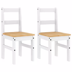 Chaises de cuisine - DEC025571 - Design rustique - Bois de pin massif - Lot de 2 - Blanc