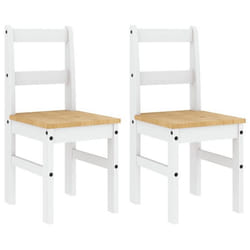 Chaises de cuisine - DEC025571 - Design rustique - Bois de pin massif - Lot de 2 - Blanc