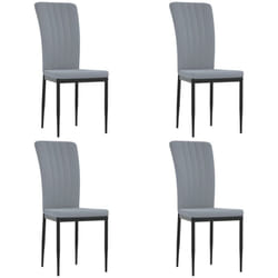 Set de 4 chaises de salle à manger en tissu velours gris couture décorative cadre en fer DEC025623