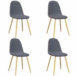 Chaises de salle à manger - DEC - Tissu velours gris foncé - Pieds chromés dorés - Lot de 4 - Confort optimal
