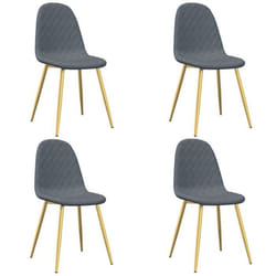 Chaises de salle à manger - DEC - Tissu velours gris foncé - Pieds chromés dorés - Lot de 4 - Confort optimal