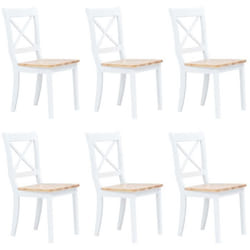 Set de 6 chaises de salle a manger blanc et bois clair bois hevea massif blanc DEC025665