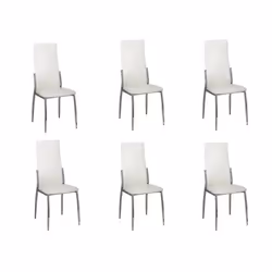 Set de 6 chaises - DEC - Design classique - PVC blanc - Cadre chrome - Ergonomique
