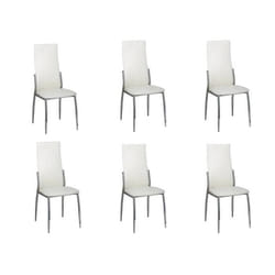 Set de 6 chaises - DEC - Design classique - PVC blanc - Cadre chrome - Ergonomique