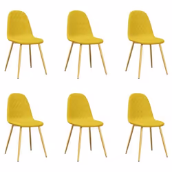 Set de 6 chaises de salle a manger en velours jaune moutarde et pieds en fer dore DEC025694