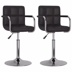 Set de 2 chaises de salle à manger - DEC025722 - Pivotantes - Hauteur réglable - Similicuir noir - Accoudoirs