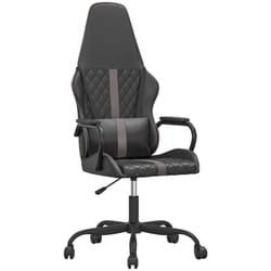 Fauteuil de bureau chaise gaming avec coussin lombaire en pvc noir et gris DEC025982