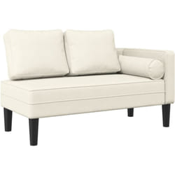 Décoshop26 - Méridienne chaise longue canapé pour intérieur avec coussins en velours crème DEC026070