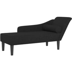 Décoshop26 - Méridienne chaise longue canapé pour intérieur avec coussins en tissu noir DEC026089