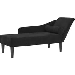 Décoshop26 - Méridienne chaise longue canapé pour intérieur avec coussins en velours noir DEC026091