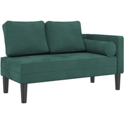 Décoshop26 - Méridienne chaise longue canapé pour intérieur avec coussins en velours vert foncé DEC026105