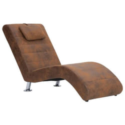 Chaise longue - DEC026110 - PVC aspect daim brun - Ergonomique - Pieds en acier galvanisé - Confortable