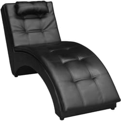 Décoshop26 - Méridienne chaise longue canapé pour intérieur avec oreiller en pvc noir DEC026111