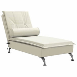 Méridienne chaise longue - DEC - DEC026145 - Velours crème - Massage 1 point - Pieds en métal