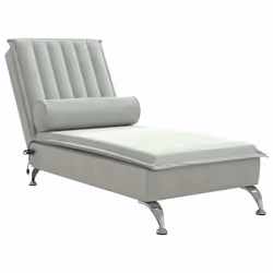 Méridienne chaise longue - DEC - DEC026147 - Velours gris clair - Massage 1 point - Pieds en métal