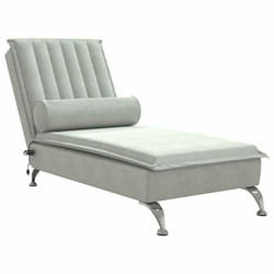 Méridienne chaise longue - DEC - DEC026147 - Velours gris clair - Massage 1 point - Pieds en métal