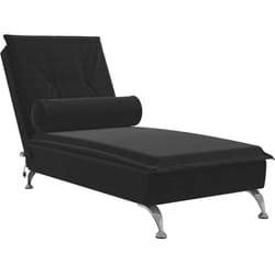 Décoshop26 - Méridienne chaise longue pour intérieur fonction de vibration avec traversin en velours noir DEC026157