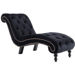 Méridienne chaise longue canapé capitonné pour intérieur en velours noir DEC026216