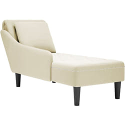Décoshop26 - Méridienne chaise longue pour intérieur avec coussin et accoudoir droit en velours crème velours DEC026254