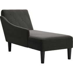 Décoshop26 - Méridienne chaise longue canapé pour intérieur avec coussin et accoudoir droit en tissu noir DEC026260