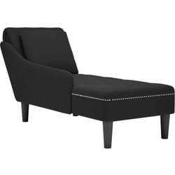 Décoshop26 - Méridienne chaise longue canapé pour intérieur avec coussin et accoudoir droit en velours noir DEC026261
