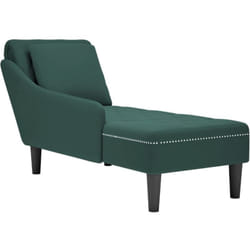 Décoshop26 - Méridienne chaise longue pour intérieur et coussin et accoudoir droit en velours vert foncé DEC026267