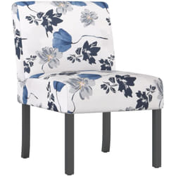 Chaise sans accoudoirs en tissu avec motif floral bleu DEC026271