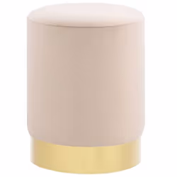 Tabouret - Design Moderne - Tissu Velours Abricot - Base Métallique Dorée - 28x36 cm - 110 kg