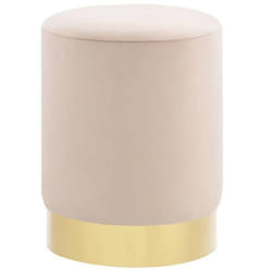 Tabouret - Design Moderne - Tissu Velours Abricot - Base Métallique Dorée - 28x36 cm - 110 kg