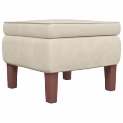 Tabouret - DEC026297 - Velours crème - Pieds en bois - 52x52x42 cm - Confort optimal