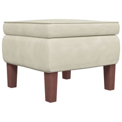 Tabouret - DEC026297 - Velours crème - Pieds en bois - 52x52x42 cm - Confort optimal