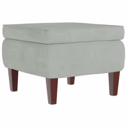 Tabouret - DEC026301 - Velours gris clair - Pieds en bois - Rembourrage doux - Compact
