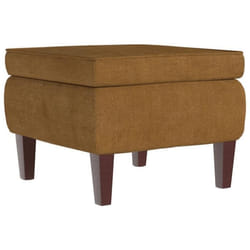 Tabouret assise repose pieds design classique avec pieds en bois assise en velours marron DEC026311