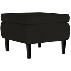 Tabouret assise repose-pied avec pieds en bois et velours noir DEC026315