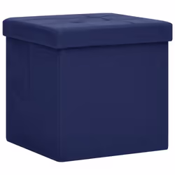 Tabouret de rangement - DEC - Pliable - Tissu bleu - 38 x 38 x 38 cm - Confortable