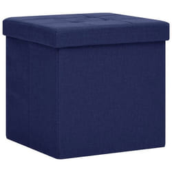 Tabouret de rangement - DEC - Pliable - Tissu bleu - 38 x 38 x 38 cm - Confortable
