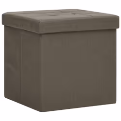 Tabouret de rangement - DEC026349 - Pliable - MDF - Tissu marron - 38x38x38 cm