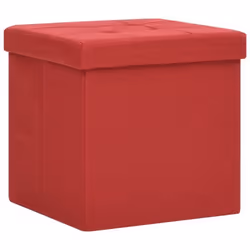 Tabouret de rangement - DEC026353 - Pliable - Tissu rouge bordeaux - Siège rembourré - 38x38x38 cm