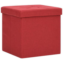Tabouret de rangement - DEC026353 - Pliable - Tissu rouge bordeaux - Siège rembourré - 38x38x38 cm