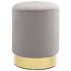 Tabouret - Décor - DEC026358 - Velours gris clair - Base métallique dorée - Design élégant