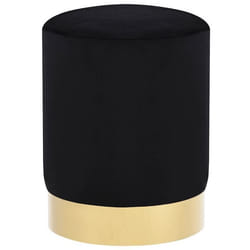 Tabouret - Design Moderne - Velours Noir - Base Métallique Dorée - 28x36 cm - 110 kg