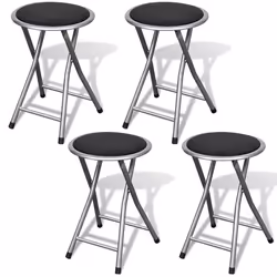 Tabourets pliants - DEC - Design simple - PVC noir - Structure en acier - Lot de 4
