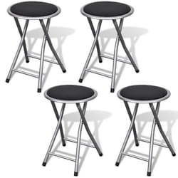 Tabourets pliants - DEC - Design simple - PVC noir - Structure en acier - Lot de 4