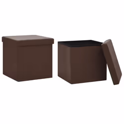 Tabouret de rangement - DEC026394 - Lot de 2 - Pliable - PVC - Marron