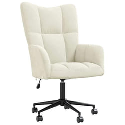 Fauteuil lounge - DEC026639 - Velours crème - Hauteur réglable - Pivotement 360° - Roulettes
