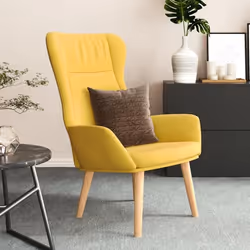 Fauteuil lounge - Design Modene - Jaune Moutarde - Tissu 100% Polyester - Accoudoirs - 1 Place
