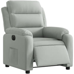 Fauteuil relax tv fonction d'inclinaison électrique très confortable en velours gris clair DEC028333