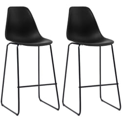 Lot de 2 tabourets de bar x2 chaises haute siège en plastique noir cadre en métal DEC029403