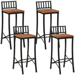 Tabourets de bar x4 chaises haute design rustique en bois d'acacia et fer DEC029411