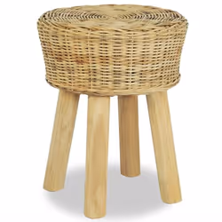 Tabouret - DEC029550 - Rotin naturel - Teck massif - Hauteur 45 cm - Design rustique